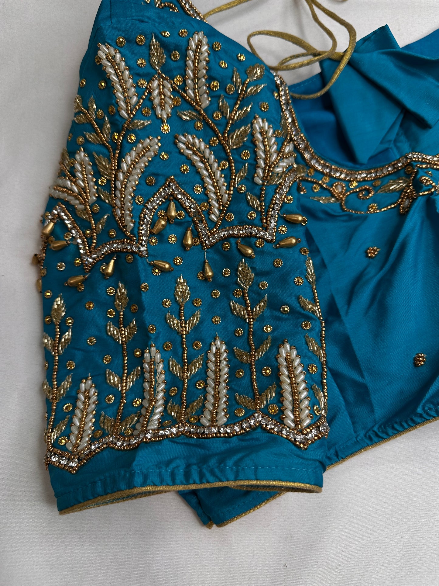 Blue Silk Maggam Aari Blouse - 