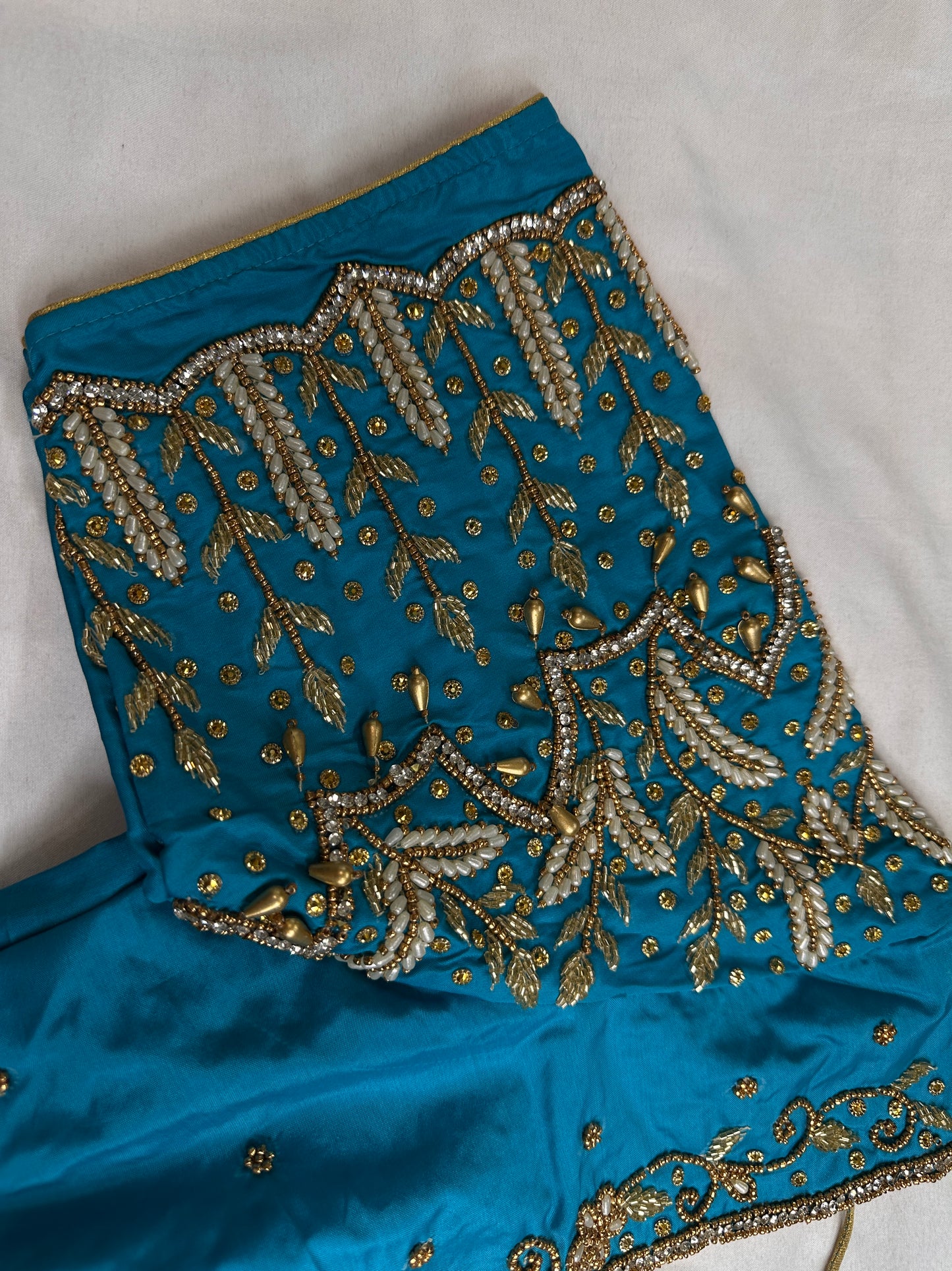 Blue Silk Maggam Aari Blouse - 