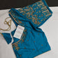 Blue Silk Maggam Aari Blouse - 