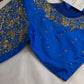 Blue Pattu Silk Maggam Aari Blouse - 