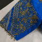 Blue Pattu Silk Maggam Aari Blouse - 