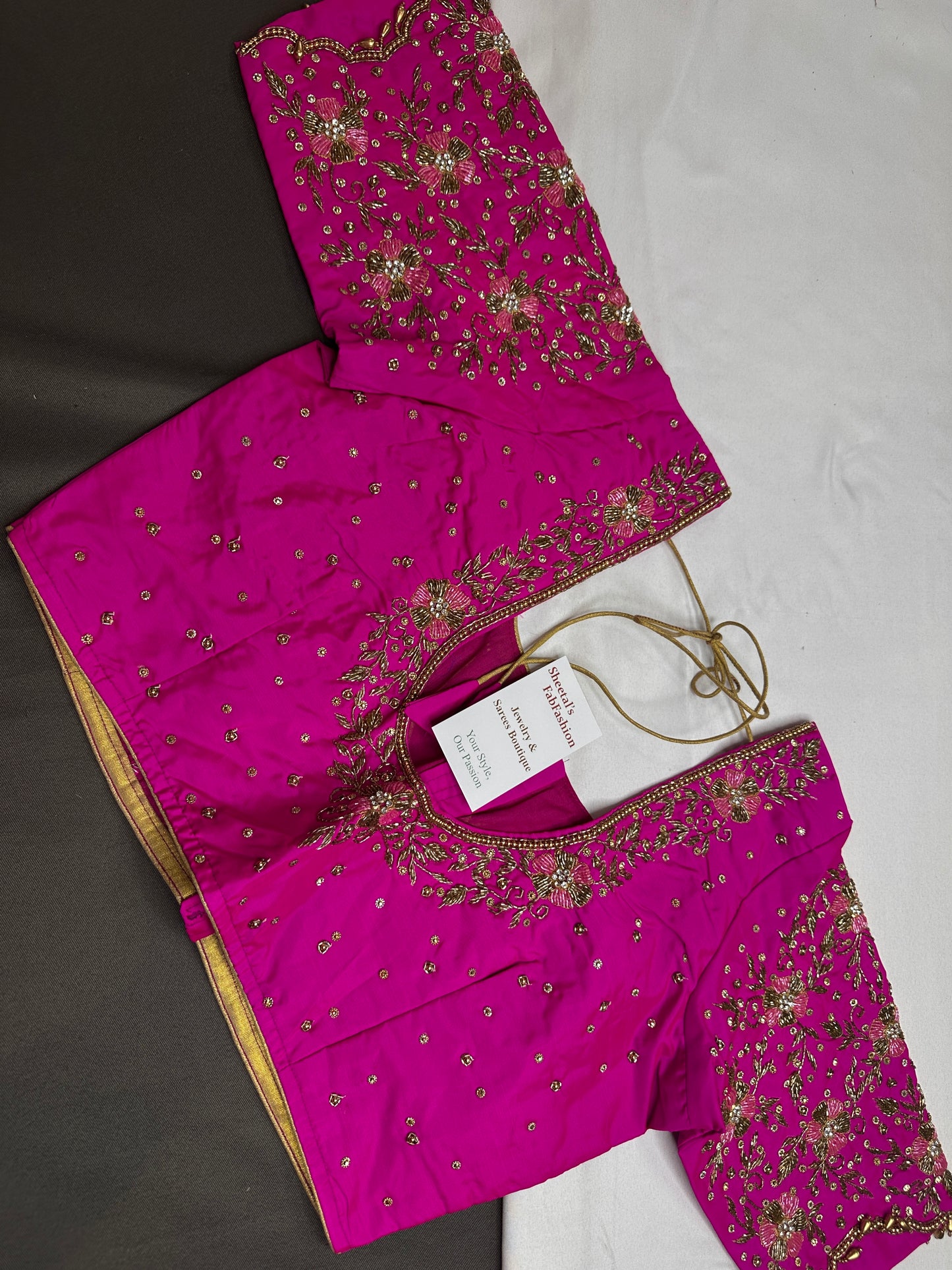 Rani Pink Pattu Silk Maggam Aari Blouse - 