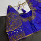 Blue Pattu Silk Maggam Aari Blouse - 