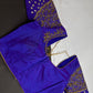 Blue Pattu Silk Maggam Aari Blouse - 