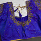 Blue Pattu Silk Maggam Aari Blouse - 