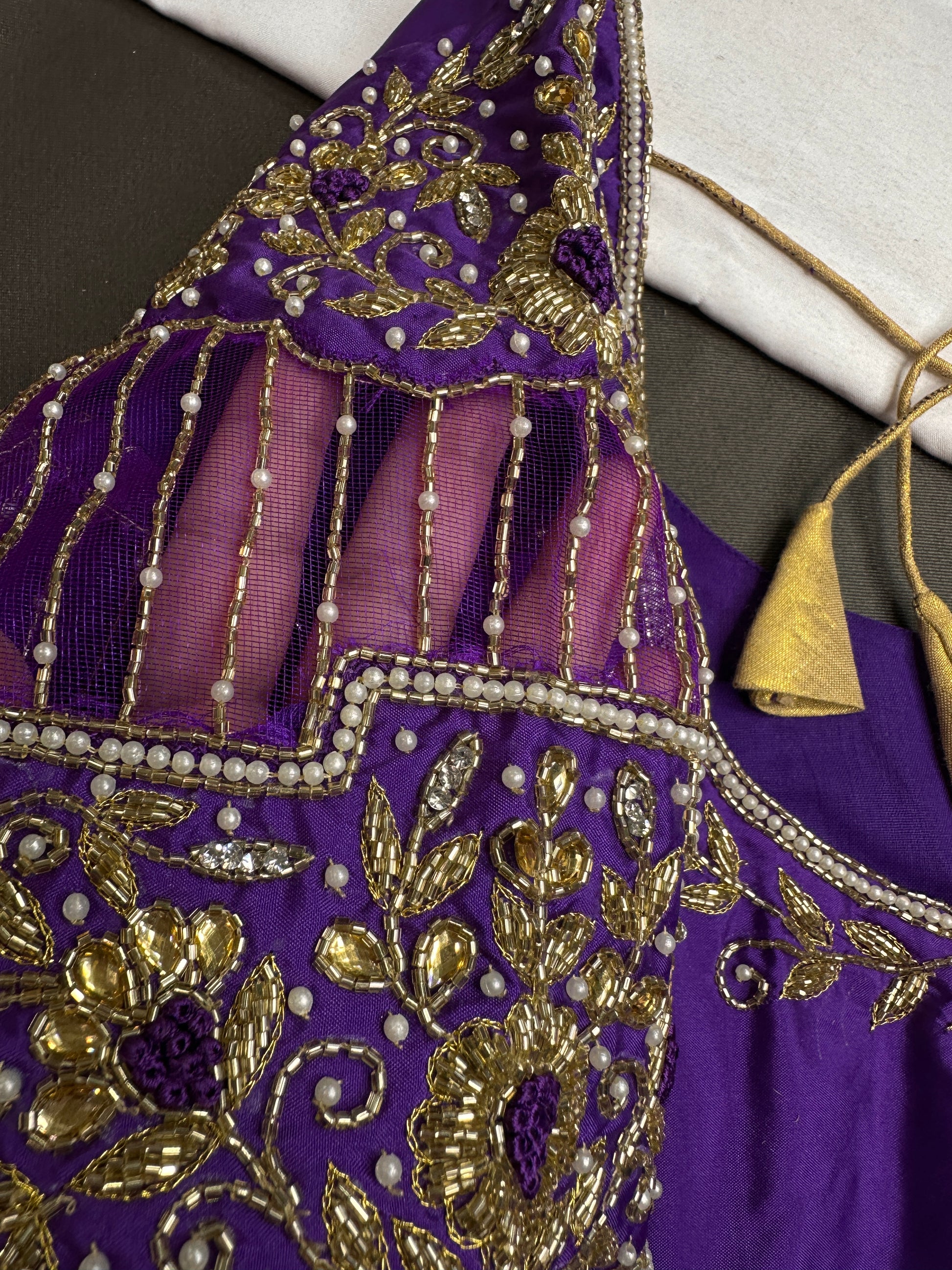 Purple Net Maggam Aari Work Blouse - 