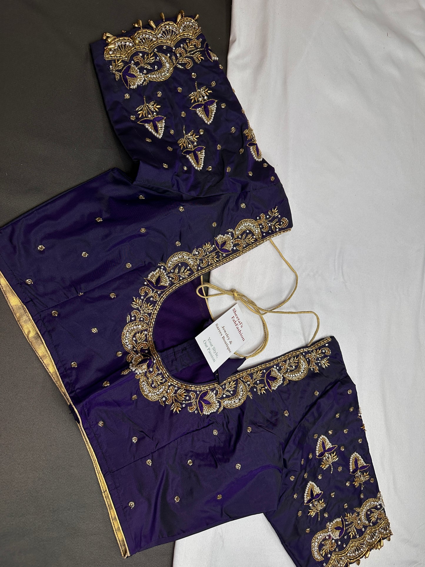 Purple Maggam Aari Work Blouse - 