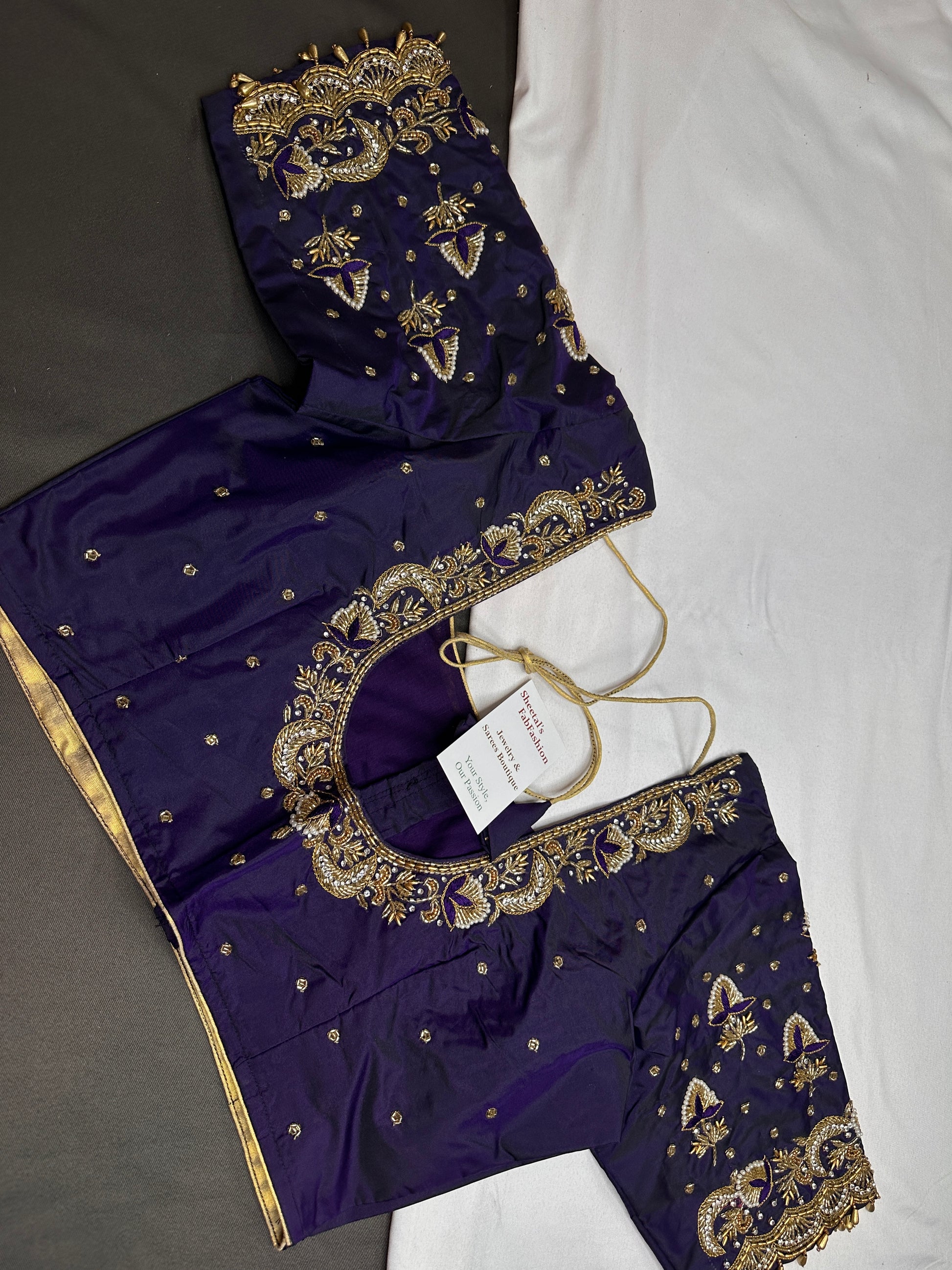 Purple Maggam Aari Work Blouse - 