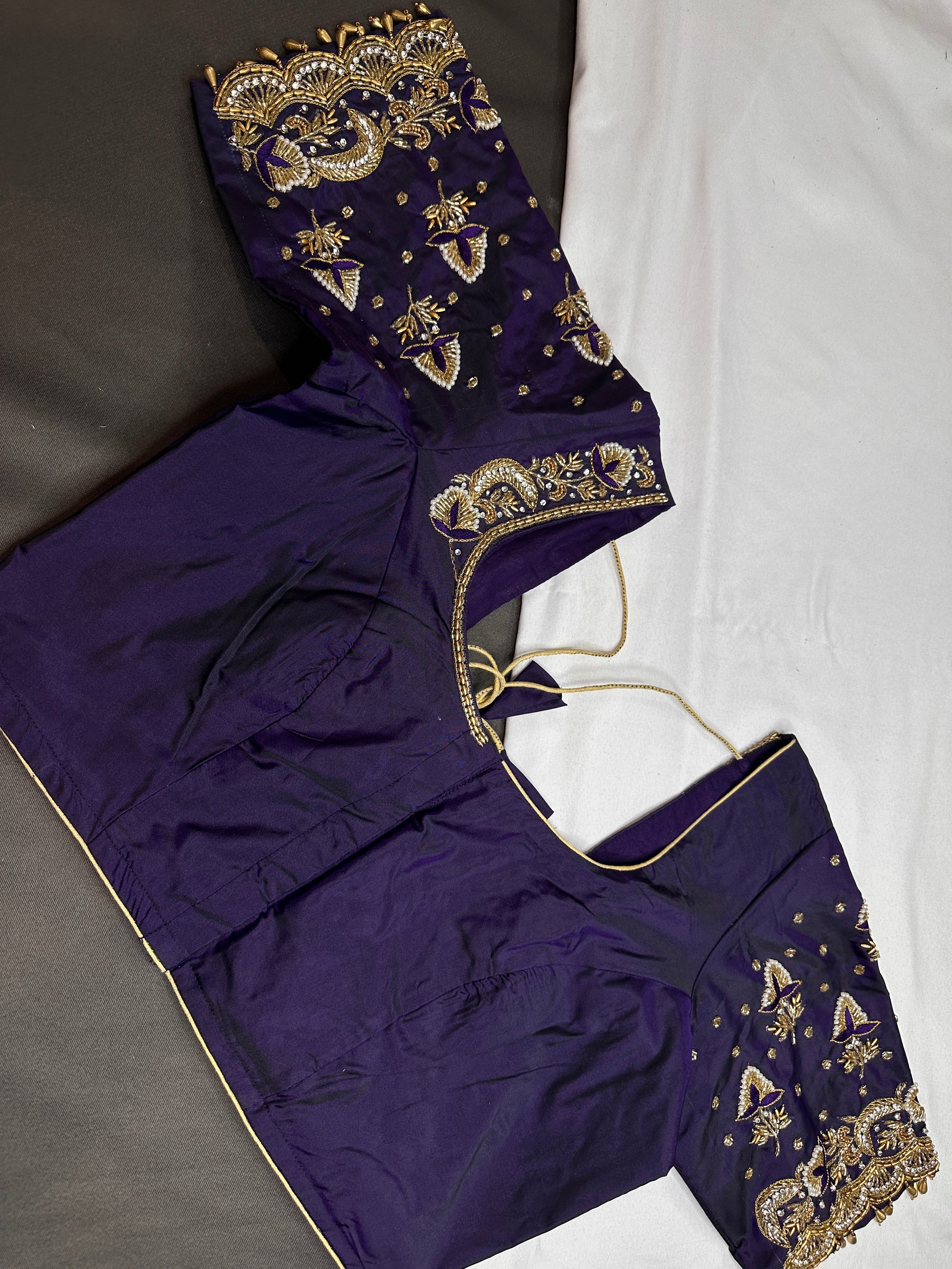 Purple Maggam Aari Work Blouse - 