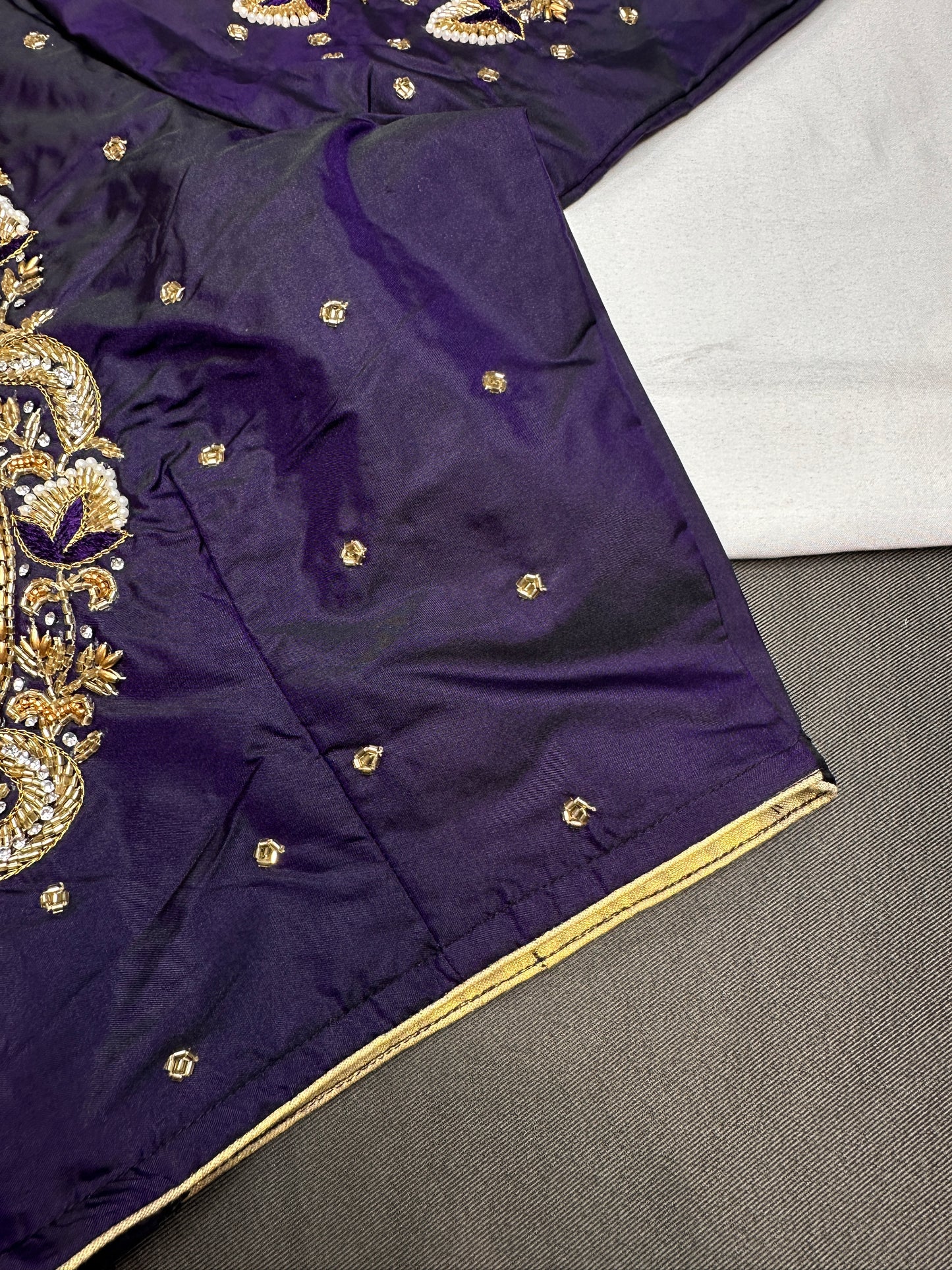 Purple Maggam Aari Work Blouse - 