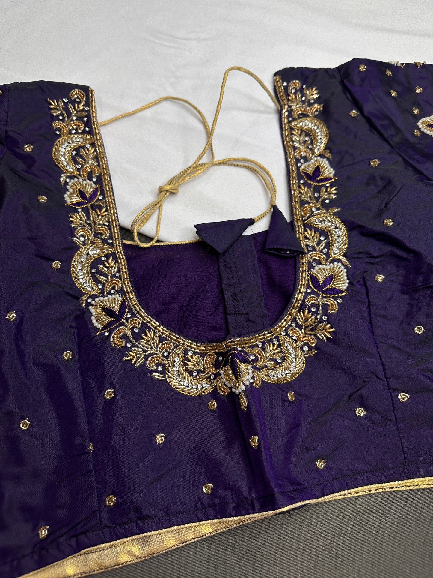 Purple Maggam Aari Work Blouse - 