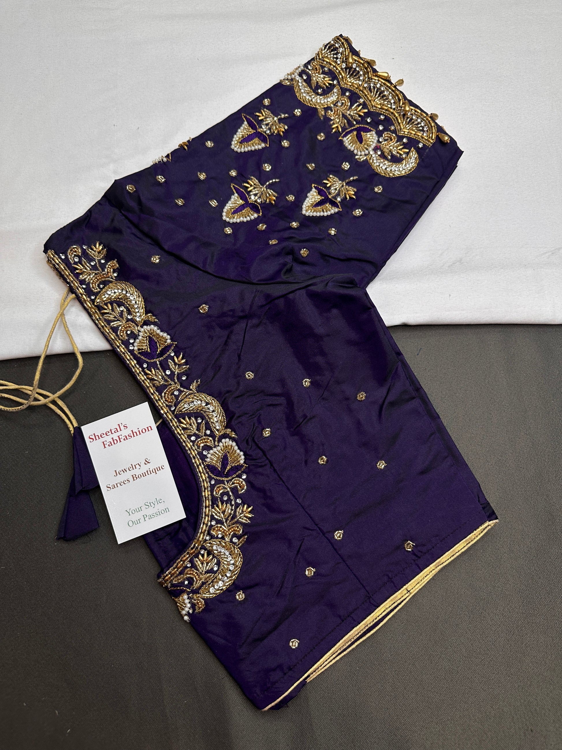 Purple Maggam Aari Work Blouse - 