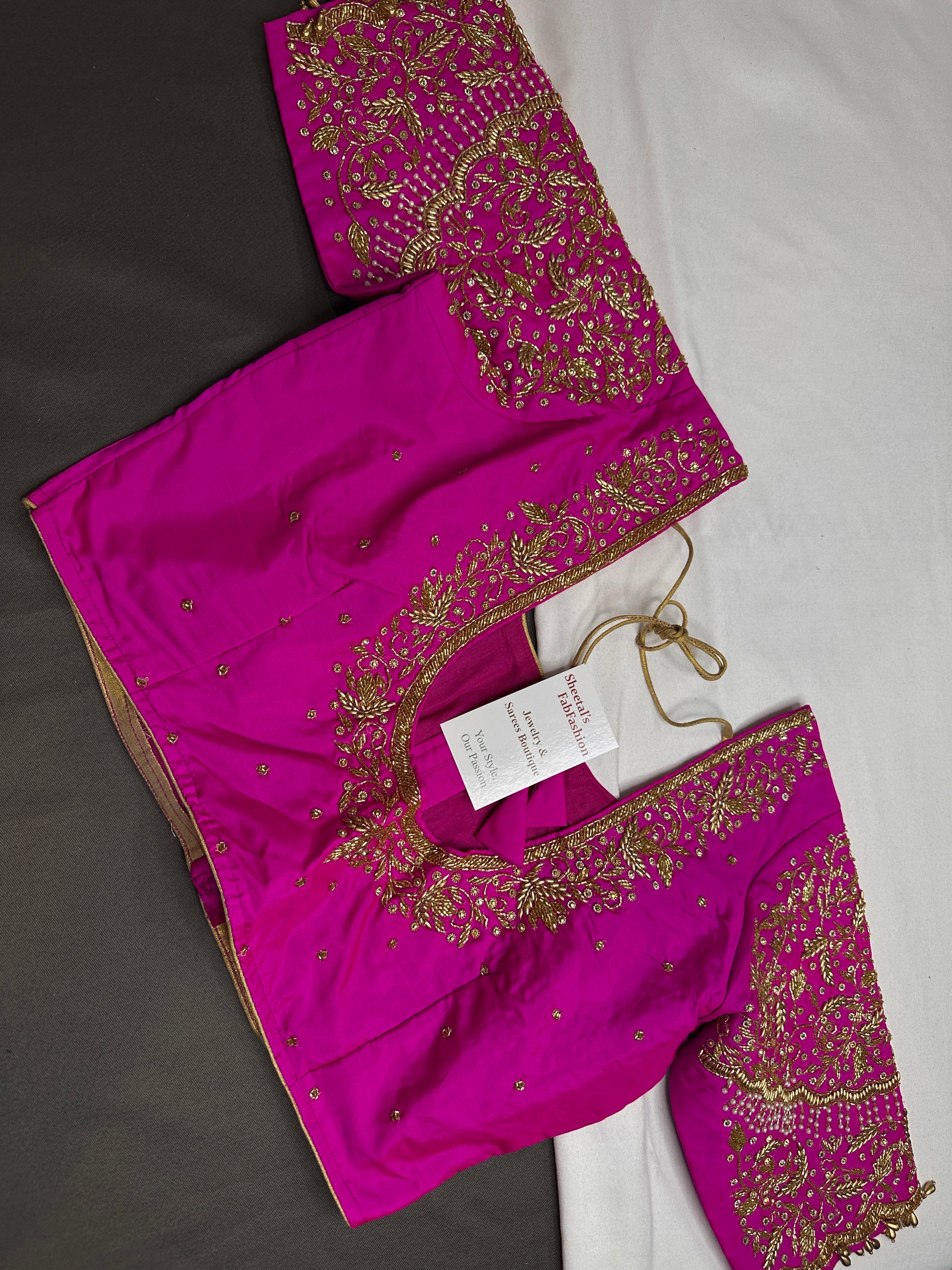 Pink Pattu Silk Maggam Aari Blouse - 
