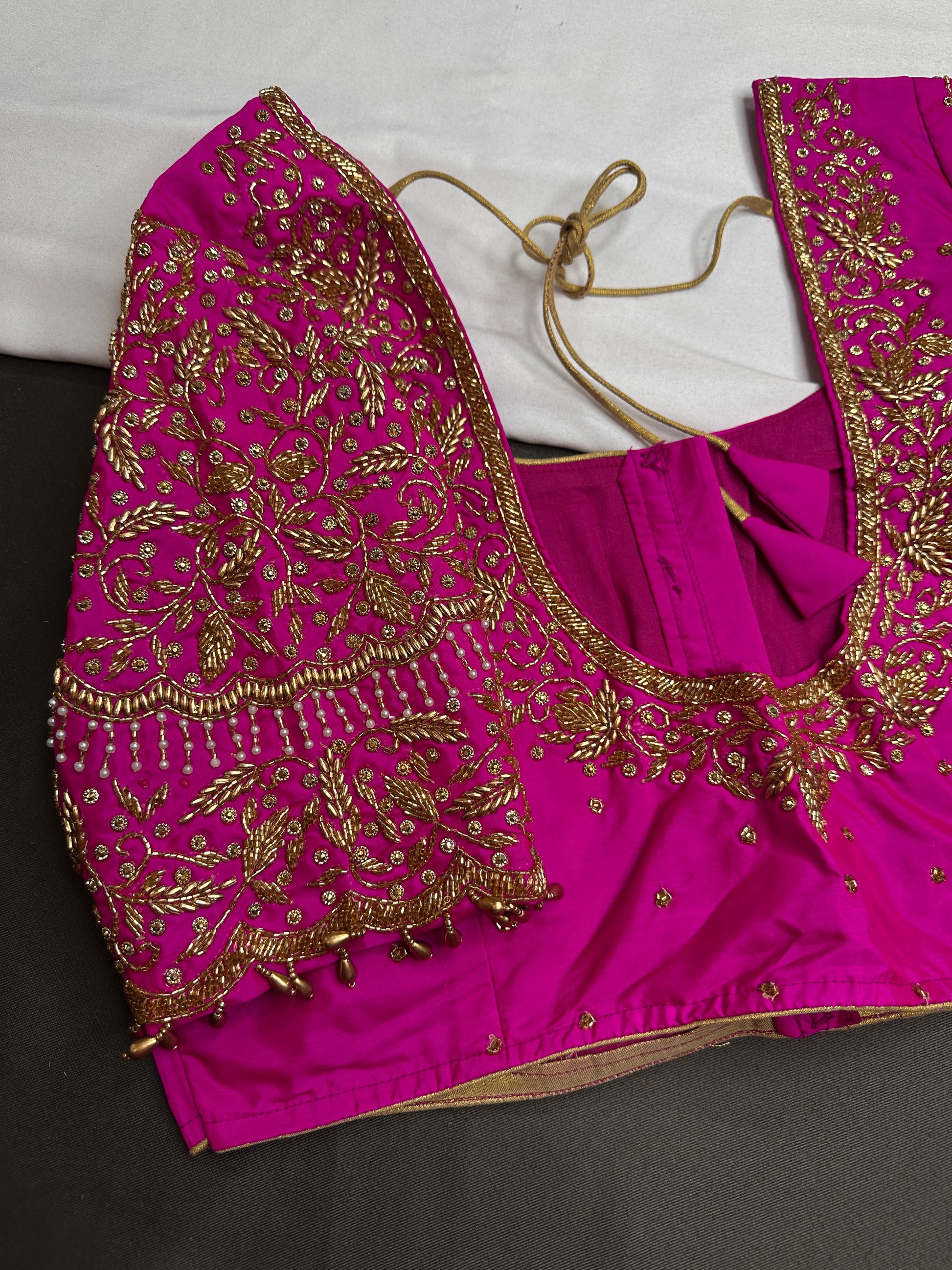 Pink Pattu Silk Maggam Aari Blouse - 