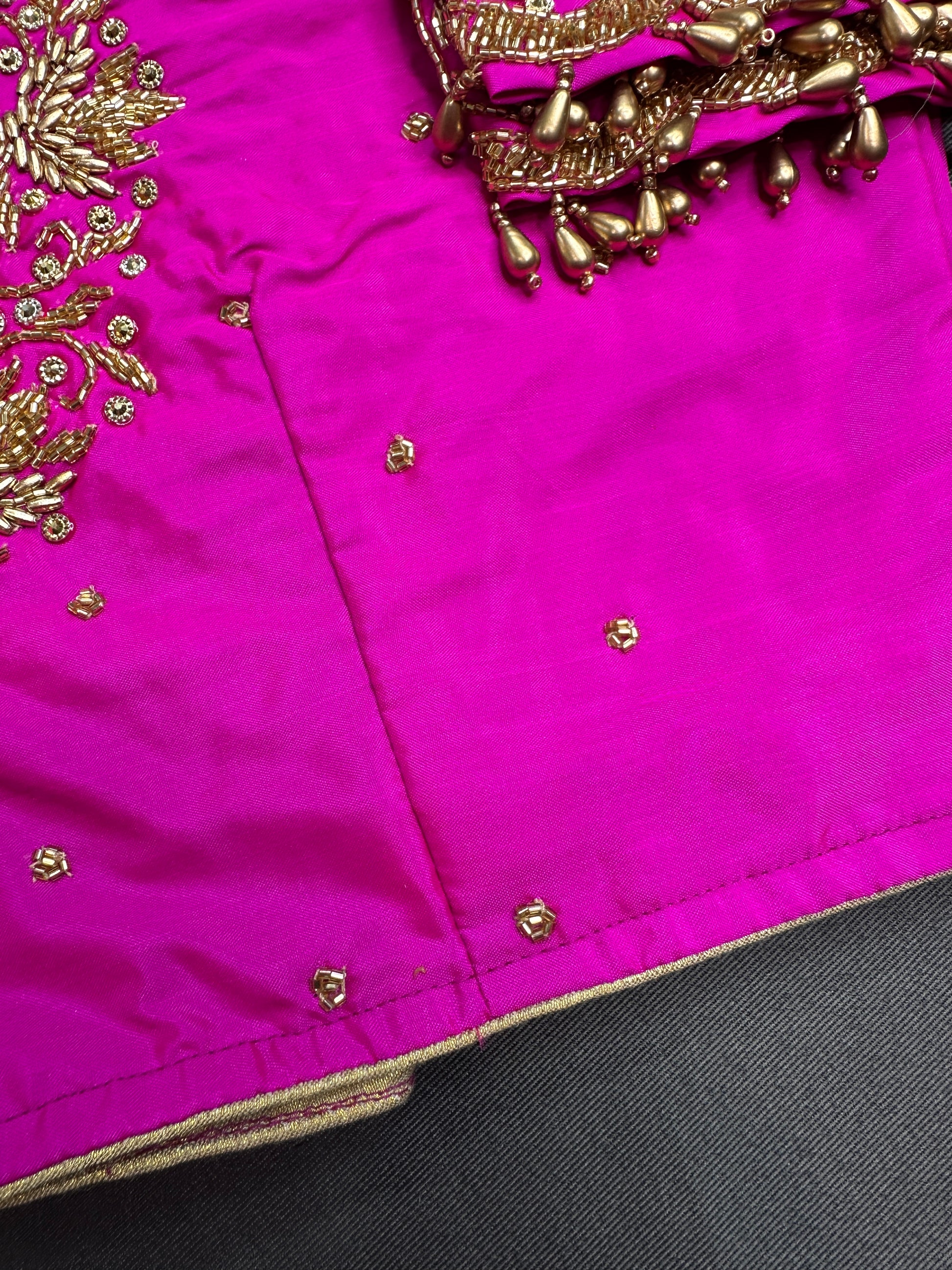 Pink Pattu Silk Maggam Aari Blouse - 