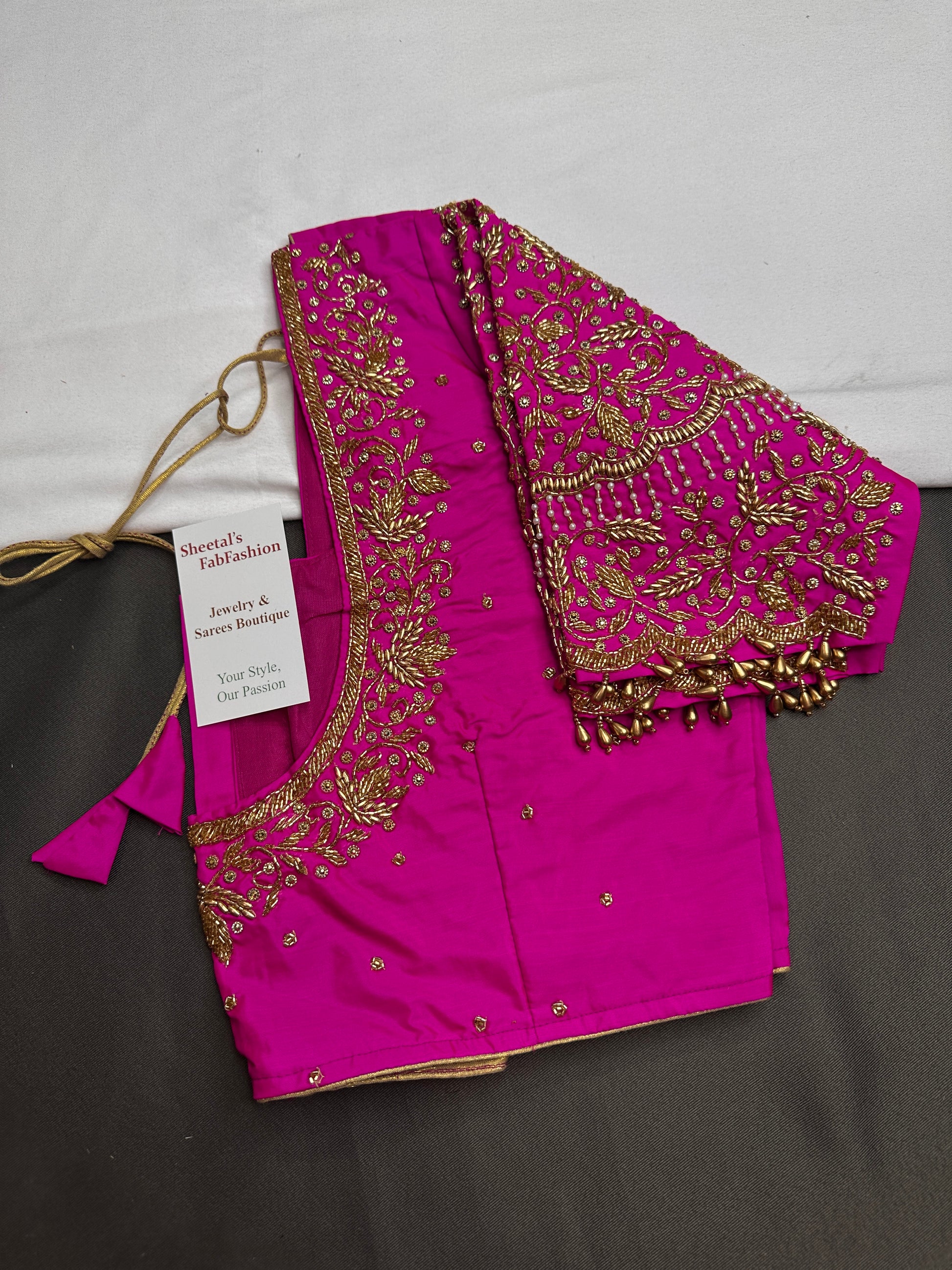 Pink Pattu Silk Maggam Aari Blouse - 