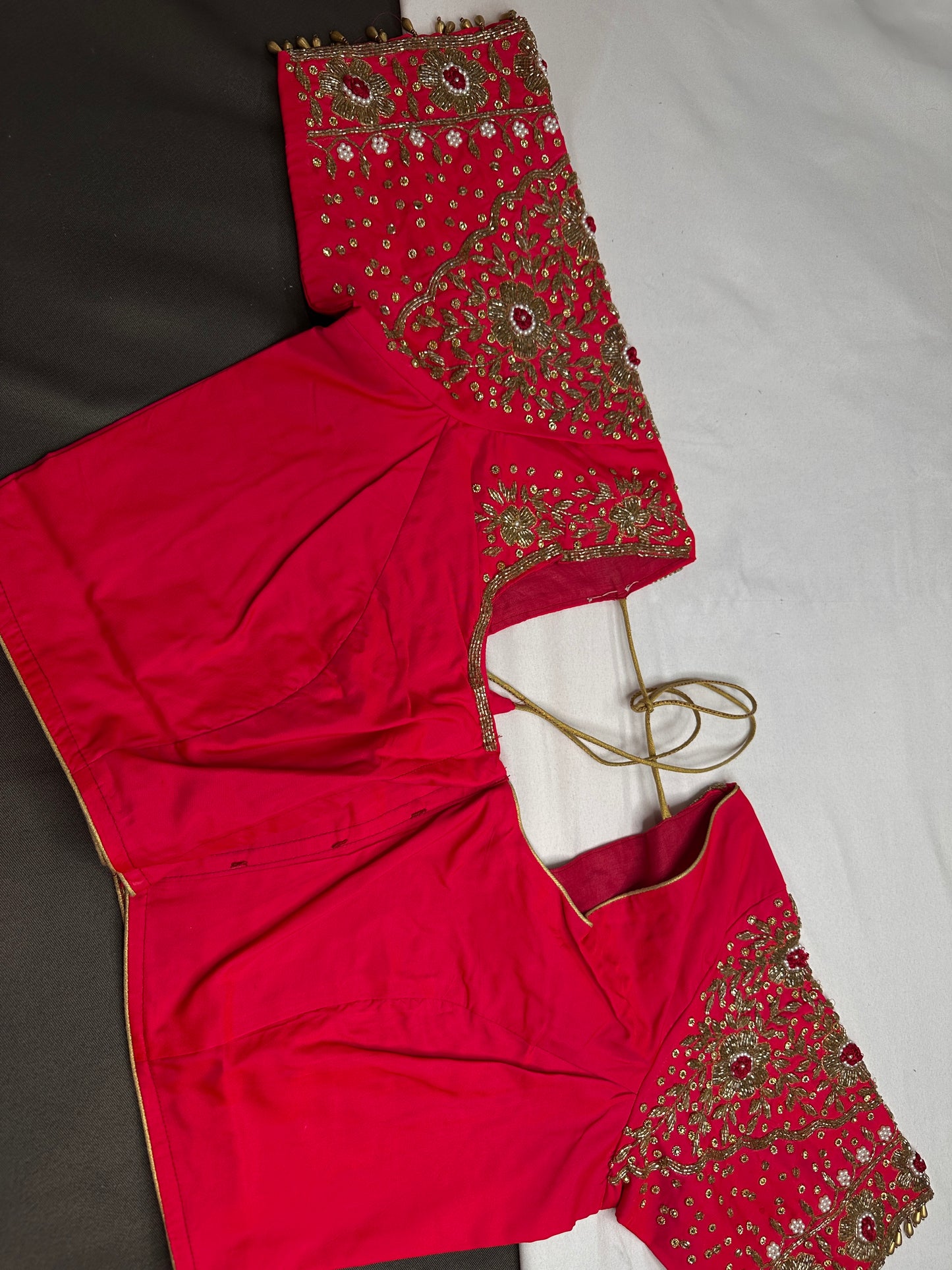 Pink Pattu Silk Maggam Aari Blouse - 