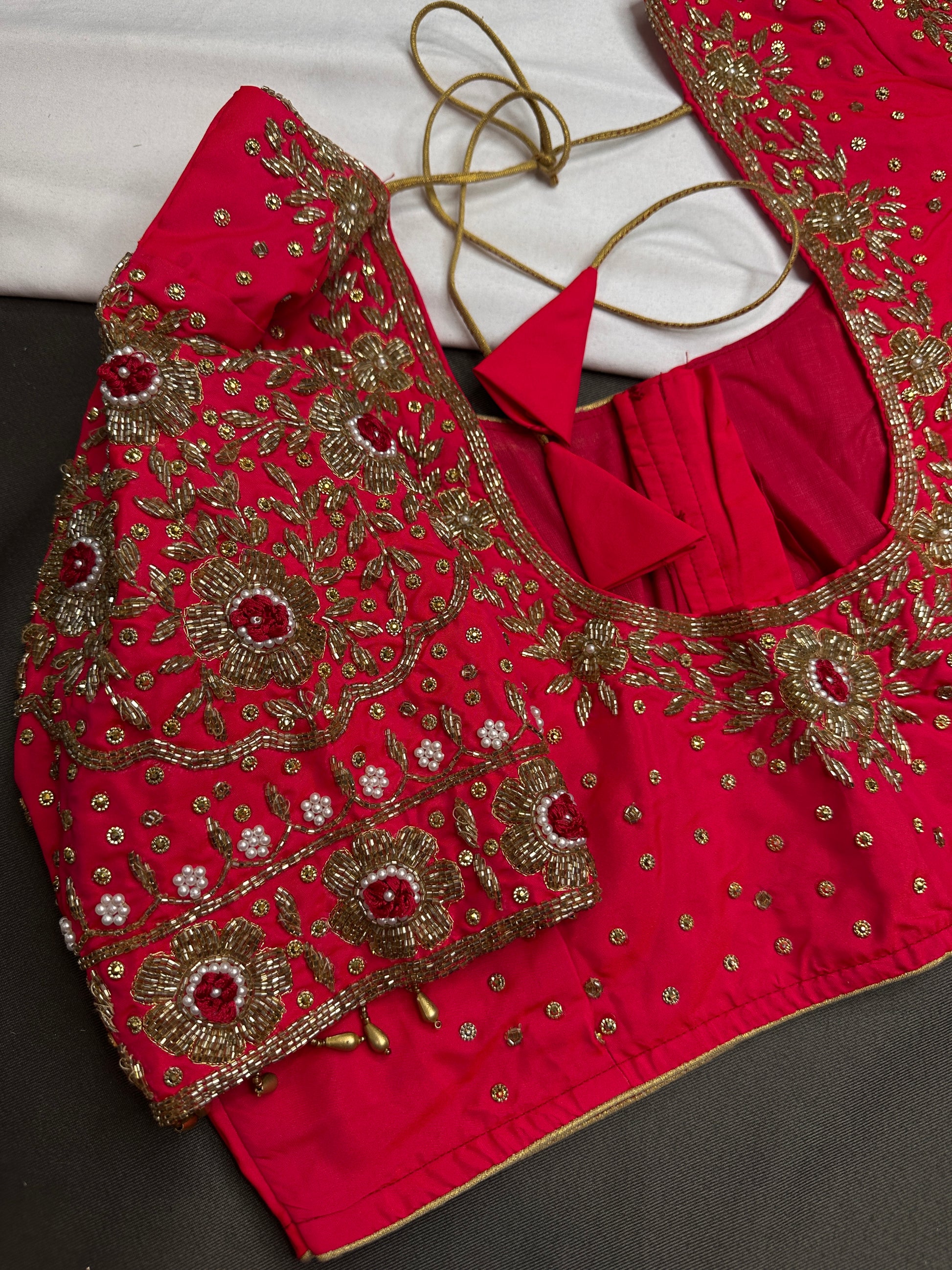 Pink Pattu Silk Maggam Aari Blouse - 