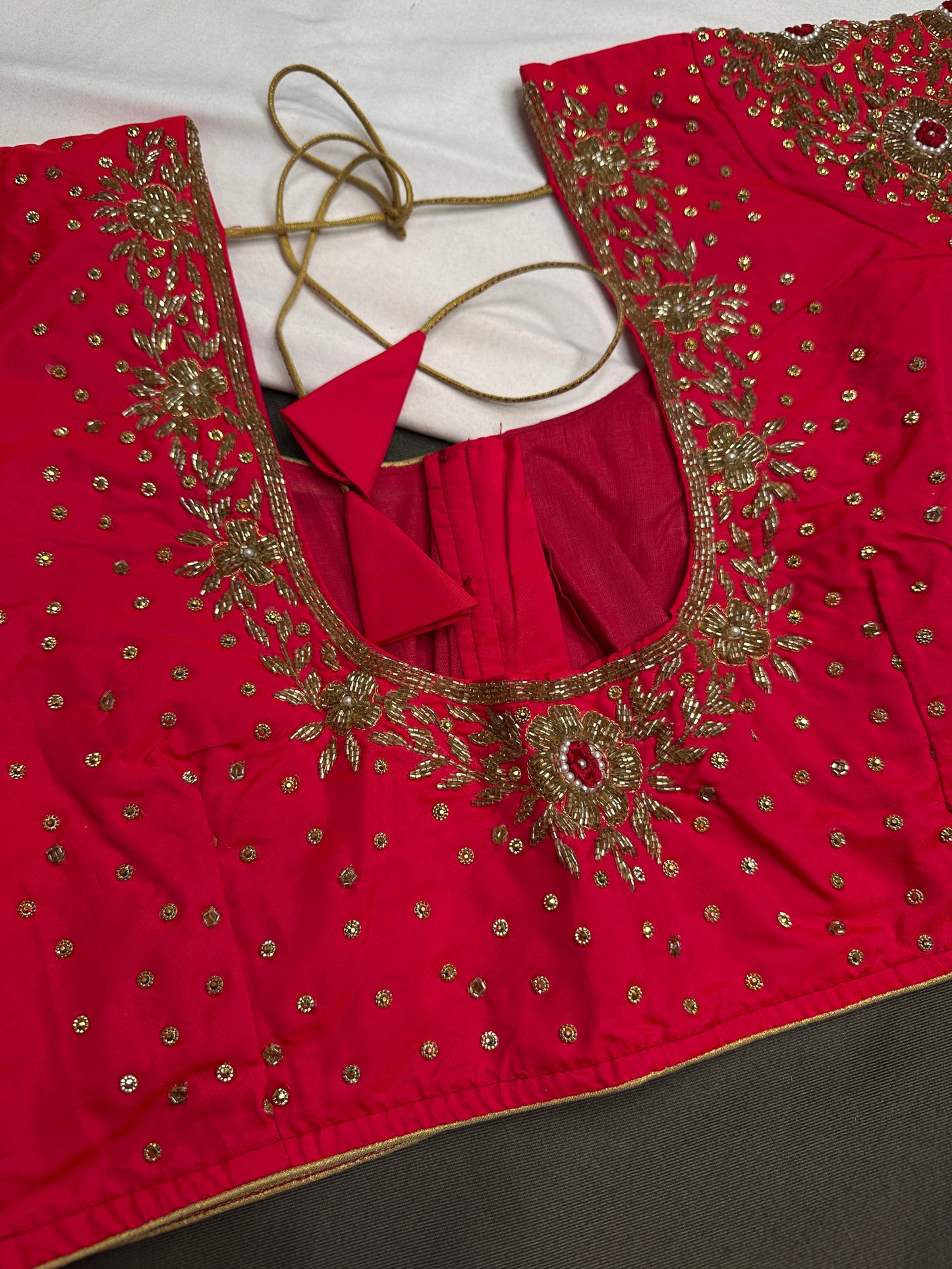 Pink Pattu Silk Maggam Aari Blouse - 