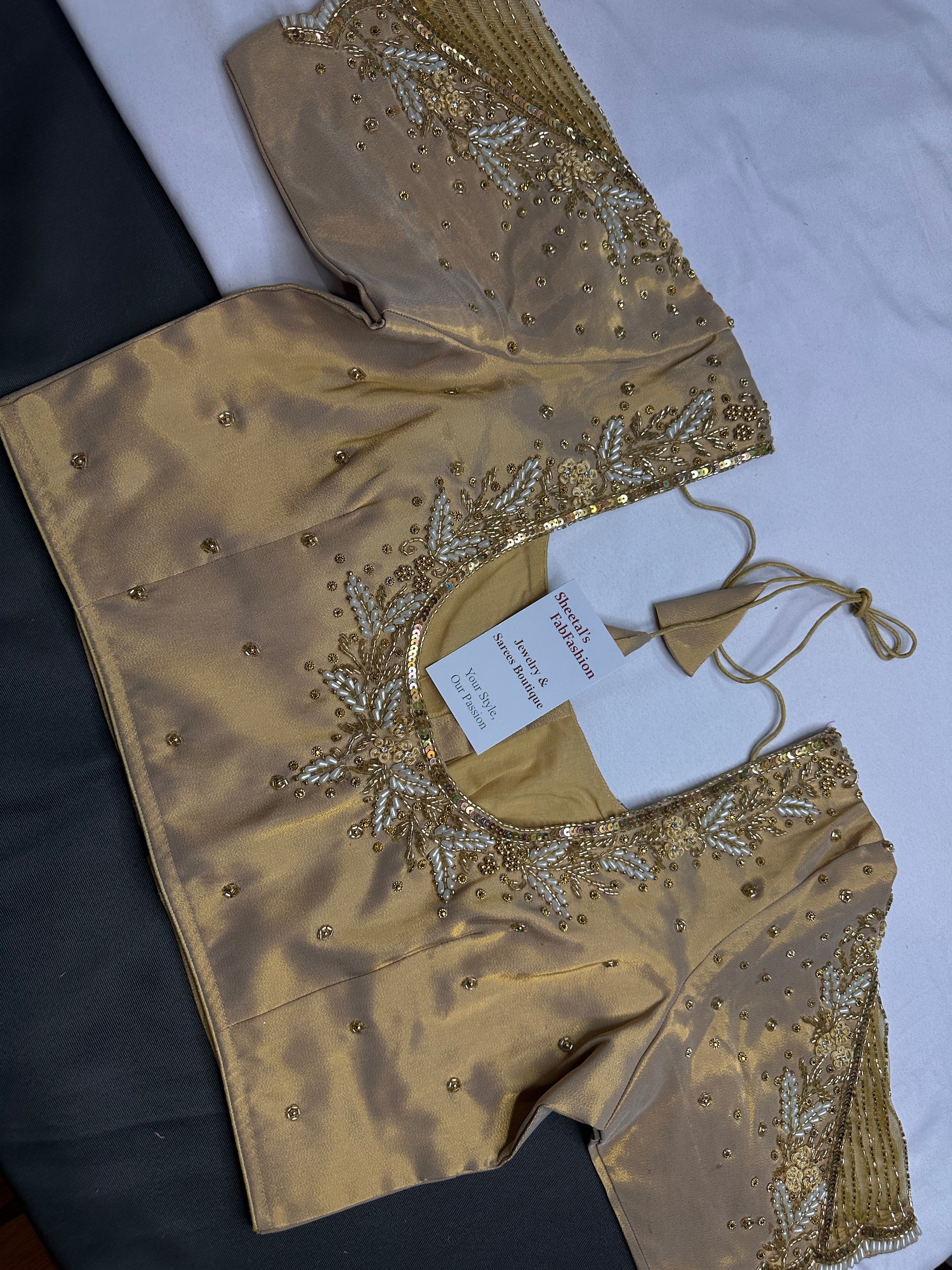 Gold Net Silk Maggam Aari Blouse - 