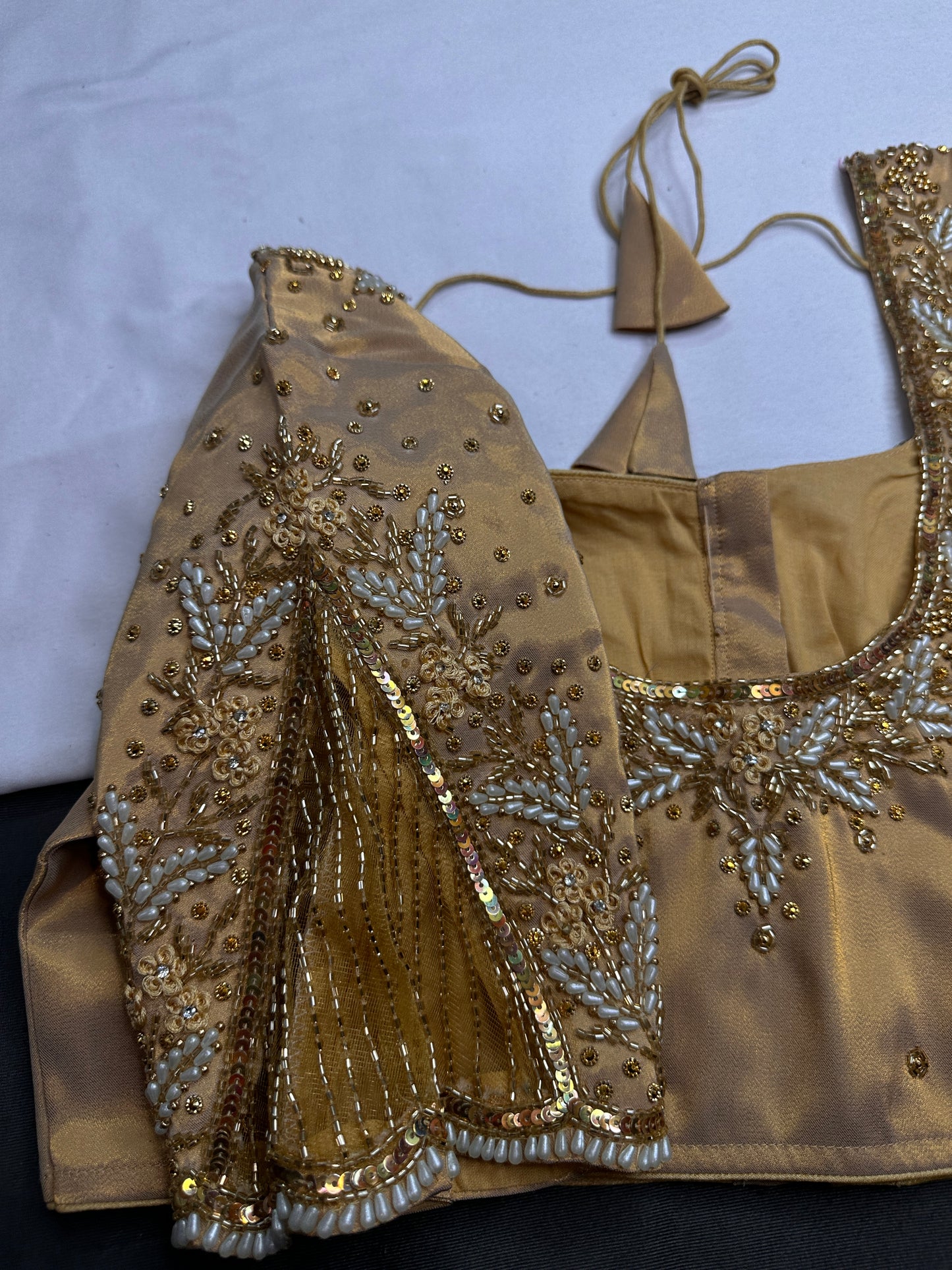 Gold Net Silk Maggam Aari Blouse - 