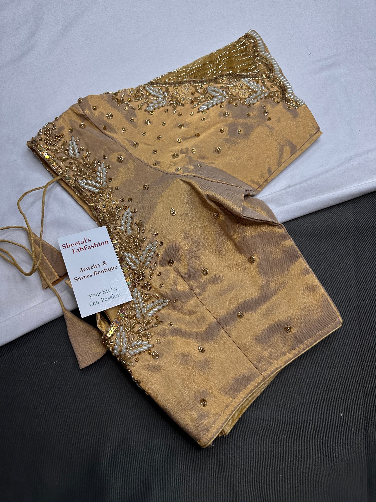 Gold Net Silk Maggam Aari Blouse - 