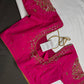 Pink Net Silk Maggam Aari Blouse - 