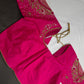 Pink Net Silk Maggam Aari Blouse - 