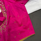 Pink Net Silk Maggam Aari Blouse - 
