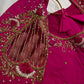 Pink Net Silk Maggam Aari Blouse - 