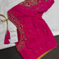 Pink Net Silk Maggam Aari Blouse - 