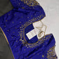 Blue Net Silk Maggam Aari Blouse - 