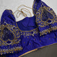 Blue Net Silk Maggam Aari Blouse - 