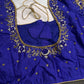 Blue Net Silk Maggam Aari Blouse - 