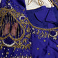 Blue Net Silk Maggam Aari Blouse - 
