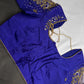 Blue Net Silk Maggam Aari Blouse - 