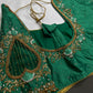 Green Net Silk Maggam Aari Blouse - 