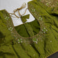 Green Net Silk Maggam Aari Blouse - 
