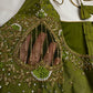 Green Net Silk Maggam Aari Blouse - 