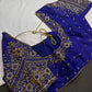 Blue Pattu Silk Maggam Aari Blouse - 
