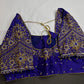 Blue Pattu Silk Maggam Aari Blouse - 