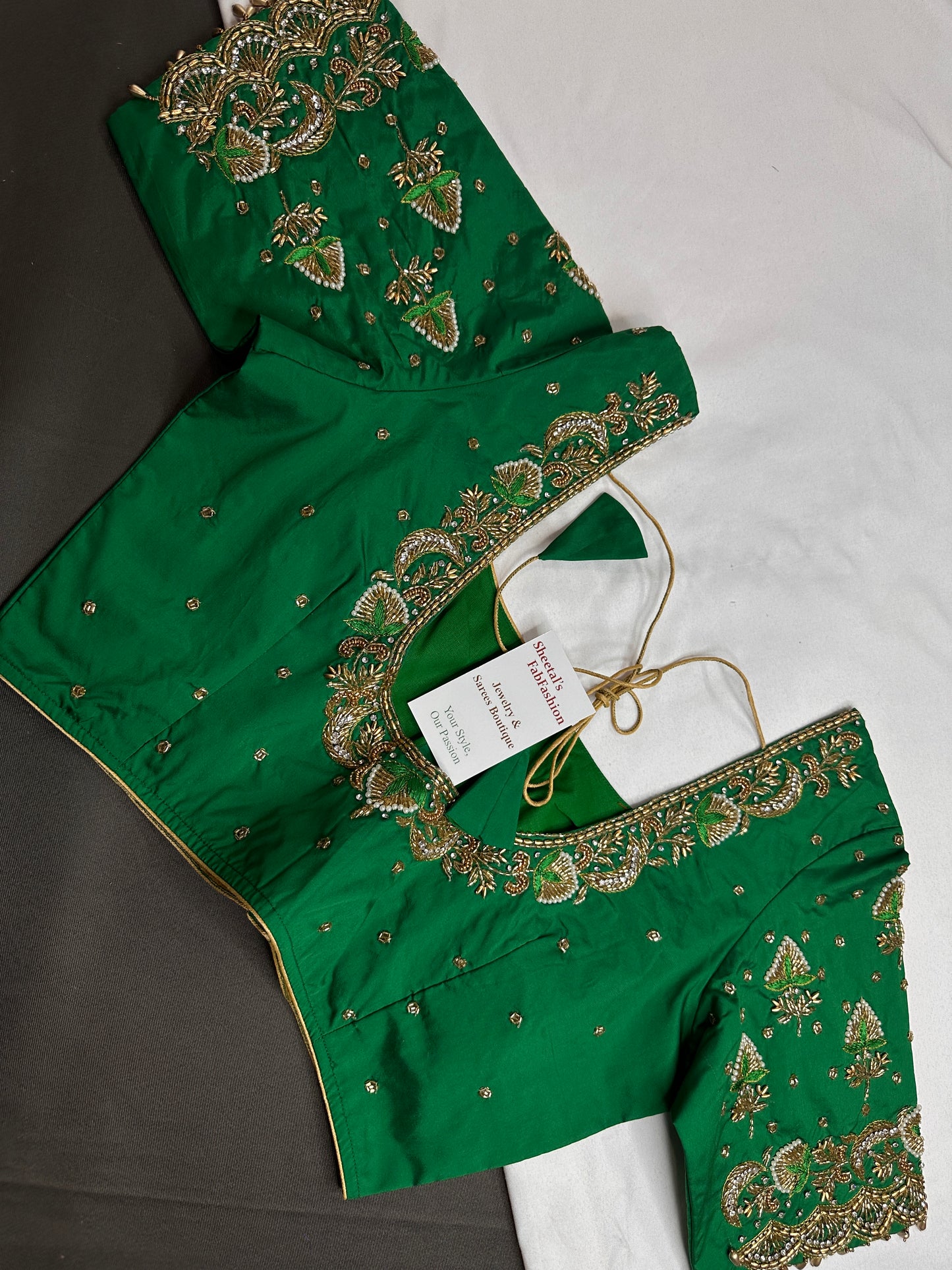 Green Maggam Aari Work Blouse - 
