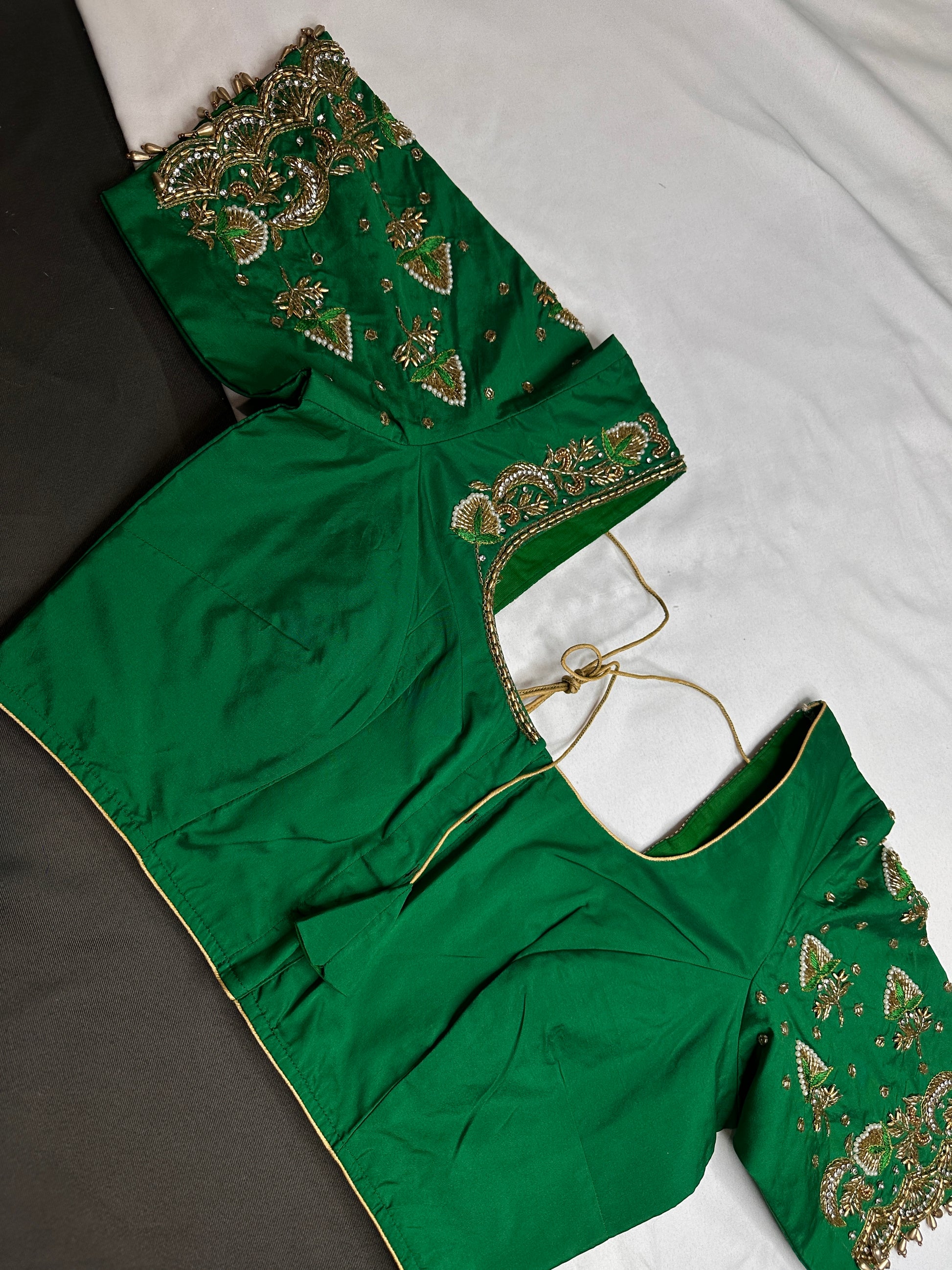 Green Maggam Aari Work Blouse - 