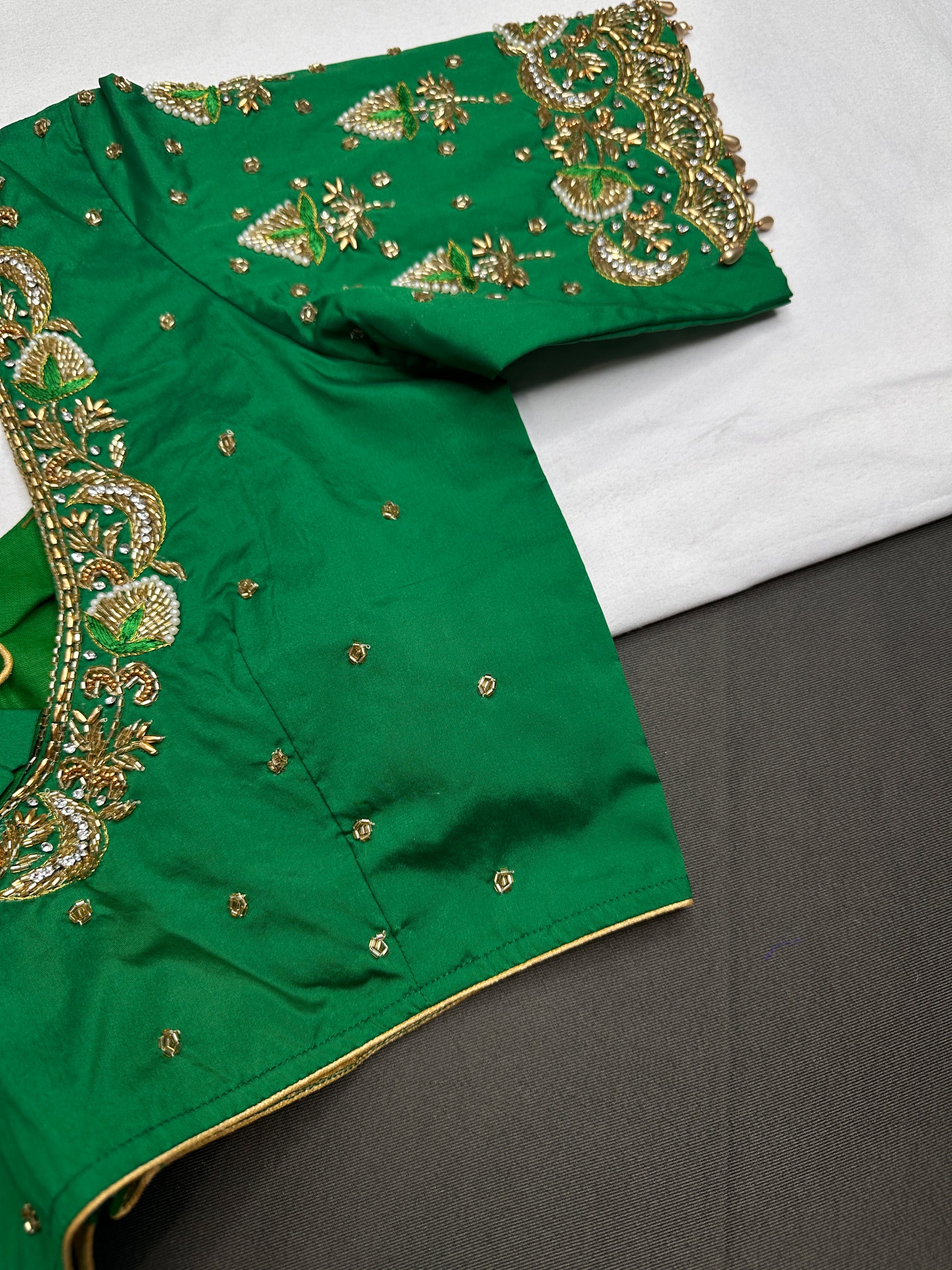 Green Maggam Aari Work Blouse - 