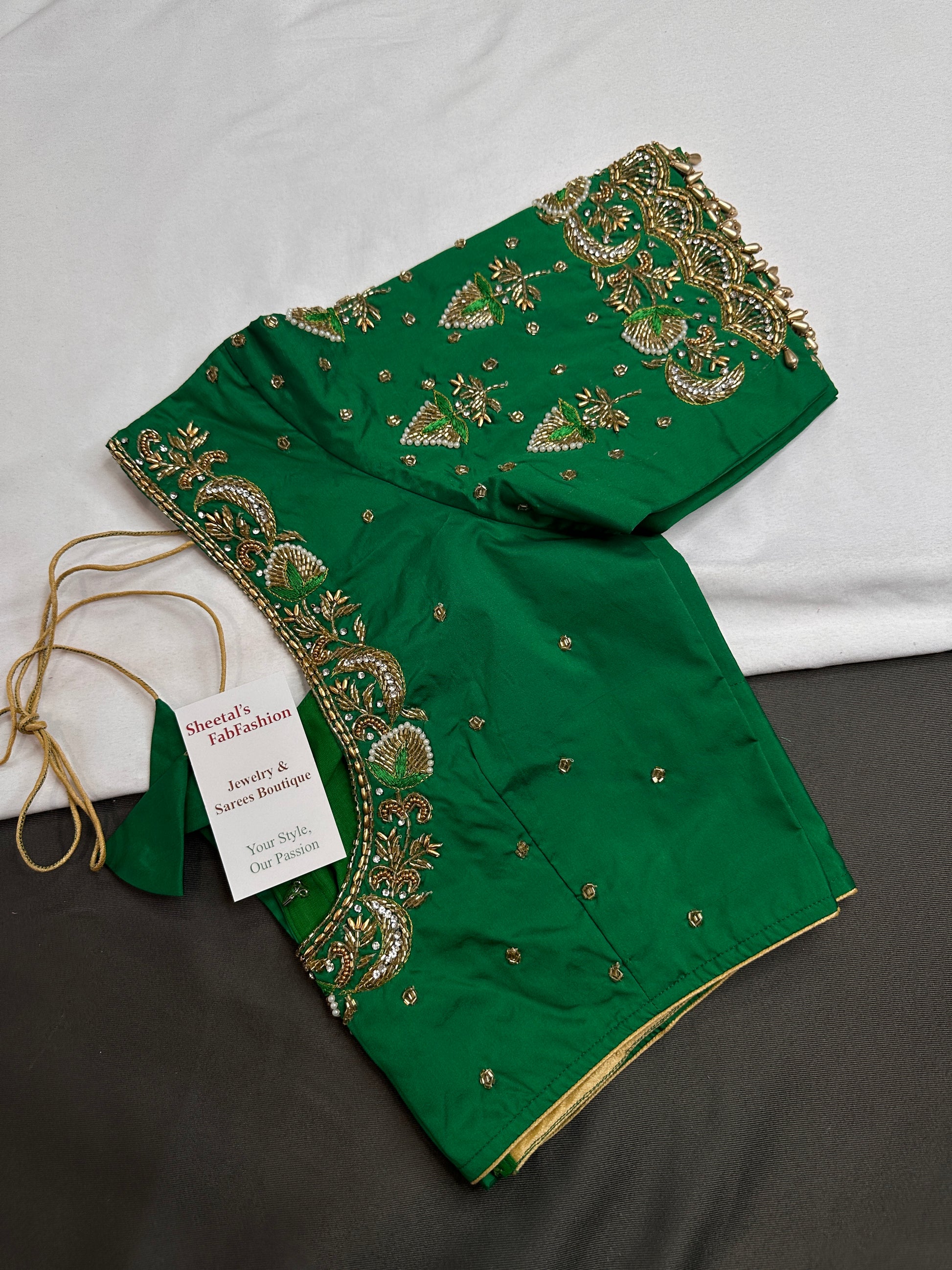 Green Maggam Aari Work Blouse - 