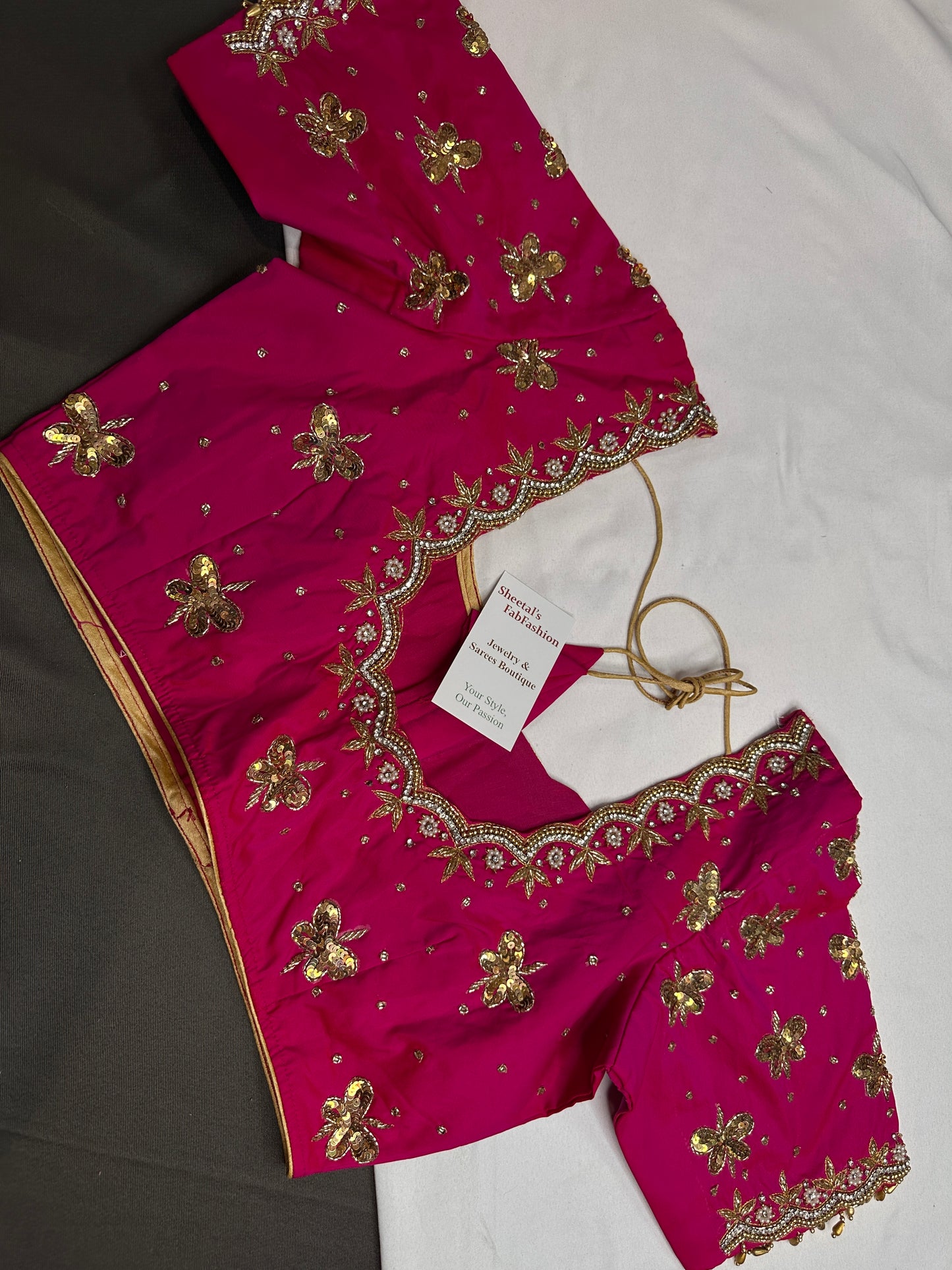 Pink Butterfly Maggam Aari Work Blouse - 