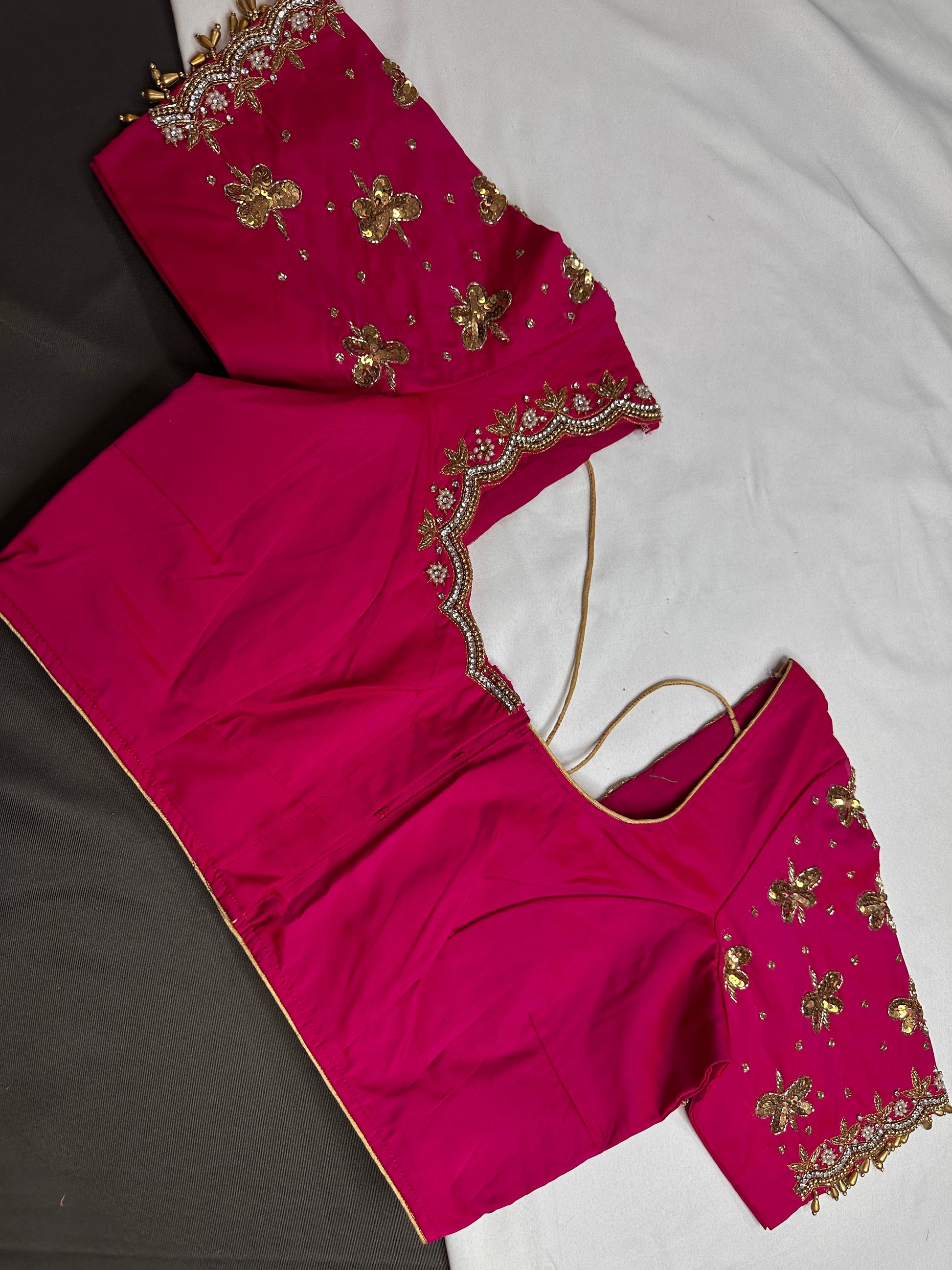 Pink Butterfly Maggam Aari Work Blouse - 