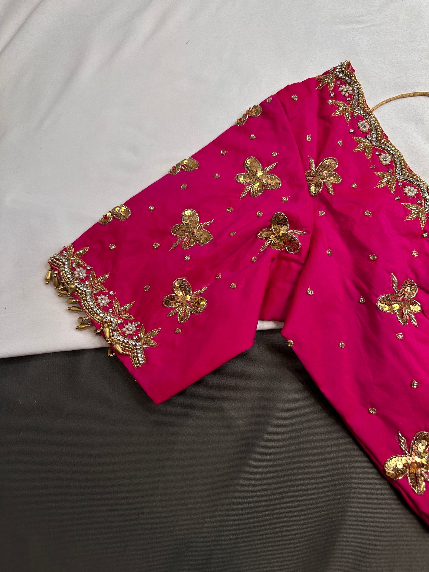 Pink Butterfly Maggam Aari Work Blouse - 