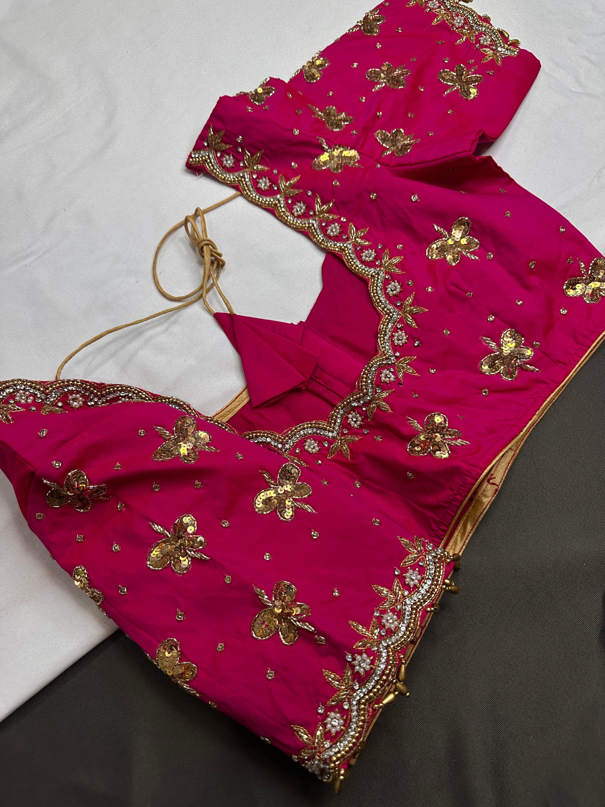 Pink Butterfly Maggam Aari Work Blouse - 