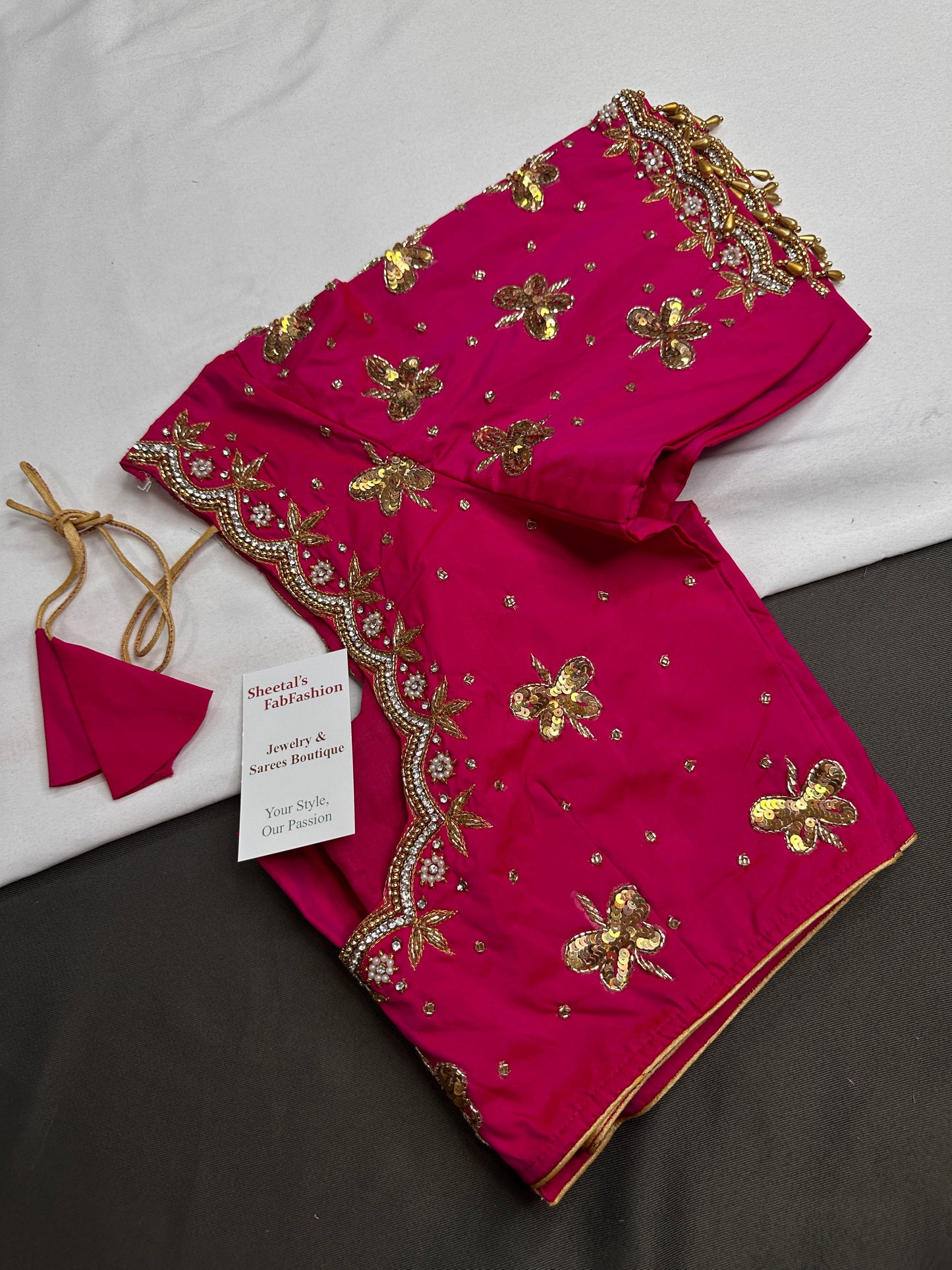 Pink Butterfly Maggam Aari Work Blouse - 